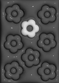 ぷっくりデイジー柄2[ブラック&ホワイト]