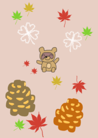 Autumn raccoon  pink beige
