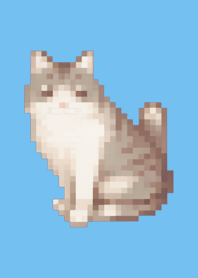 Gato Pixel Art Tema Azul 05