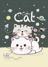Cat cute on space. (Larch Green)