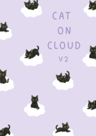 Black Cat on Cloud v2 - Light Purple