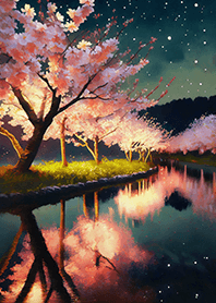 Beautiful night cherry blossoms#246