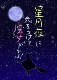 Witch flying on Starry Night
