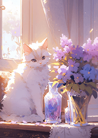 氣質高貴的紫花與貓咪❤