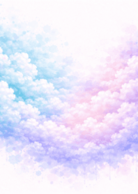 Blue pink purple cloud flower field
