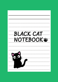 BLACK CAT NOTEBOOK-GREEN-WHITEj