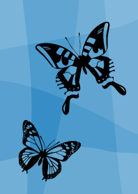 butterfly silhouette on blue JP
