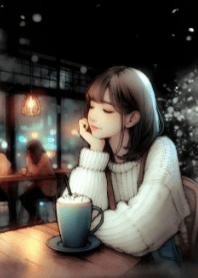 可愛的女孩和咖啡V.10