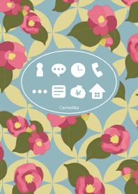 Camellia -Light blue & Yellow-
