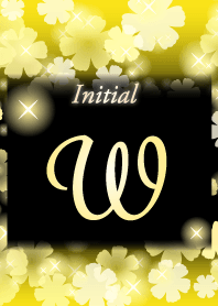 【W】イニシャル❤️お花-黄色×黒-