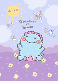 Happy dino in space