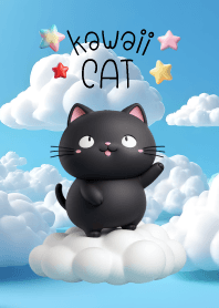 Kawaii Black Cat in Could Theme