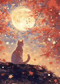 Orange Cat Under the Full Moon