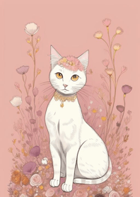 Cat and flowers lVZL5