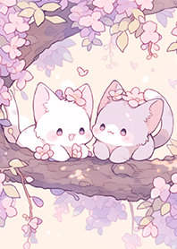 Cats on a purple cherry tree JP