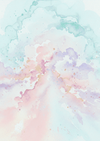 水彩風グリーンパープルピンクグラデ