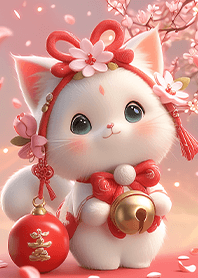 ⭐️新春桃花招財可愛貓❤️