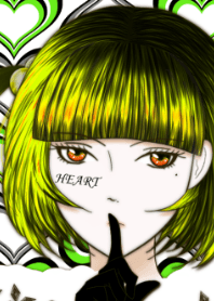 Green heart mark & girls