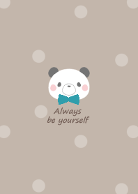 Panda and ribbon -mocha beige- lu2