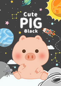 misty cat-cute pig Galaxy black