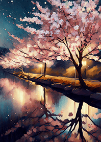 Beautiful night cherry blossoms#827