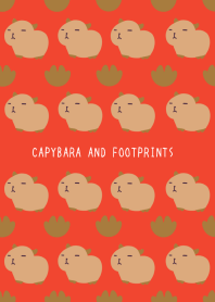 CAPYBARA AND FOOTPRINTS-RED