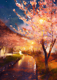 Beautiful night cherry blossoms#1626