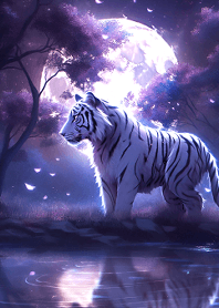 White tiger under moonlit night