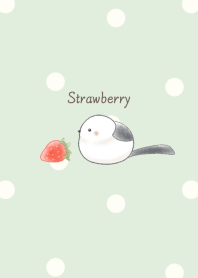 シマエナガと苺 -グリーン- ドット