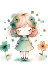 Cute Girl and a Clover V.9