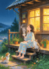 เด็กสาวน่ารักกับท้องฟ้ายามค่ำคืน V.29