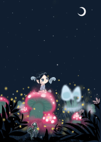 Little fairy in the mushroom forest