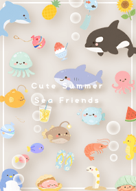 beige Cute Summer Sea Friends