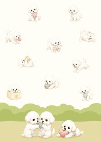 可愛快樂比熊犬/白5