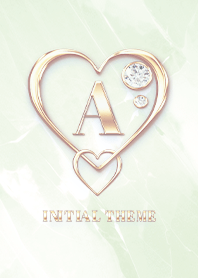 [ A ] Heart Charm & Initial  - Green