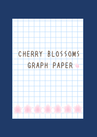 CHERRY BLOSSOMS GRAPH PAPER-NAVY BLUE