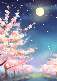 Beautiful night cherry blossoms#206