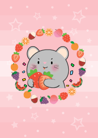 Simple Grey Mouse Love Fruit Theme
