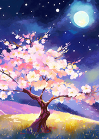 Beautiful night cherry blossoms#384