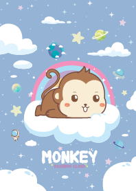 Monkey Rainbow Cloud Blue