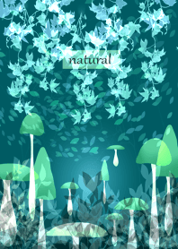 きのこの森の中・エメラルドグリーン