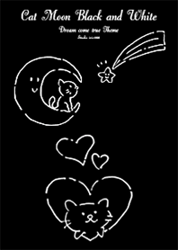 Cat moon black and white Heart2