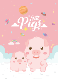 หมูอ้วน ไลค์กาแล็กซี่ สีชมพูพาสเทล