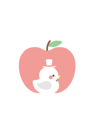 白色橡皮鸭和苹果主题