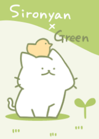 cute white cat(green)
