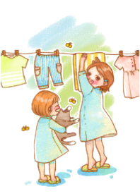 ねこと洗濯 (青空)