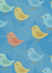 Nordic style birds04 on blue