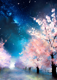 Beautiful night cherry blossoms#1881
