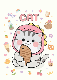 Cat dino pink : minimal cutie :)