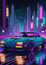 Cyberpunk style sports car